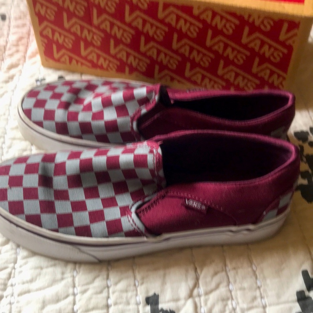 Gray and burgundy Vans barely worn